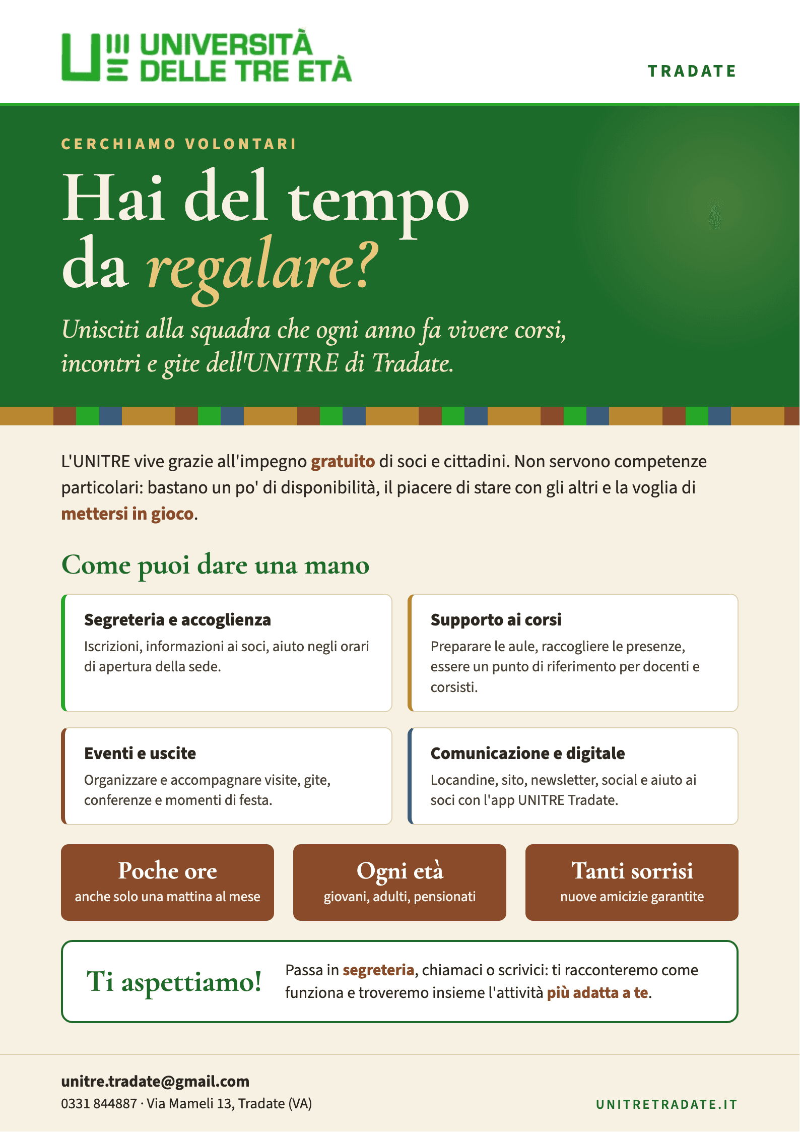 Ricerchiamo volontari